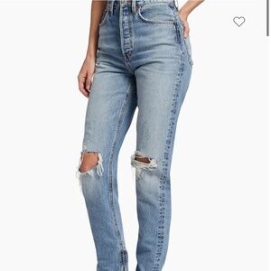 NWT RE/DONE Super High Rise Distressed Drainpipe Jeans Size 25